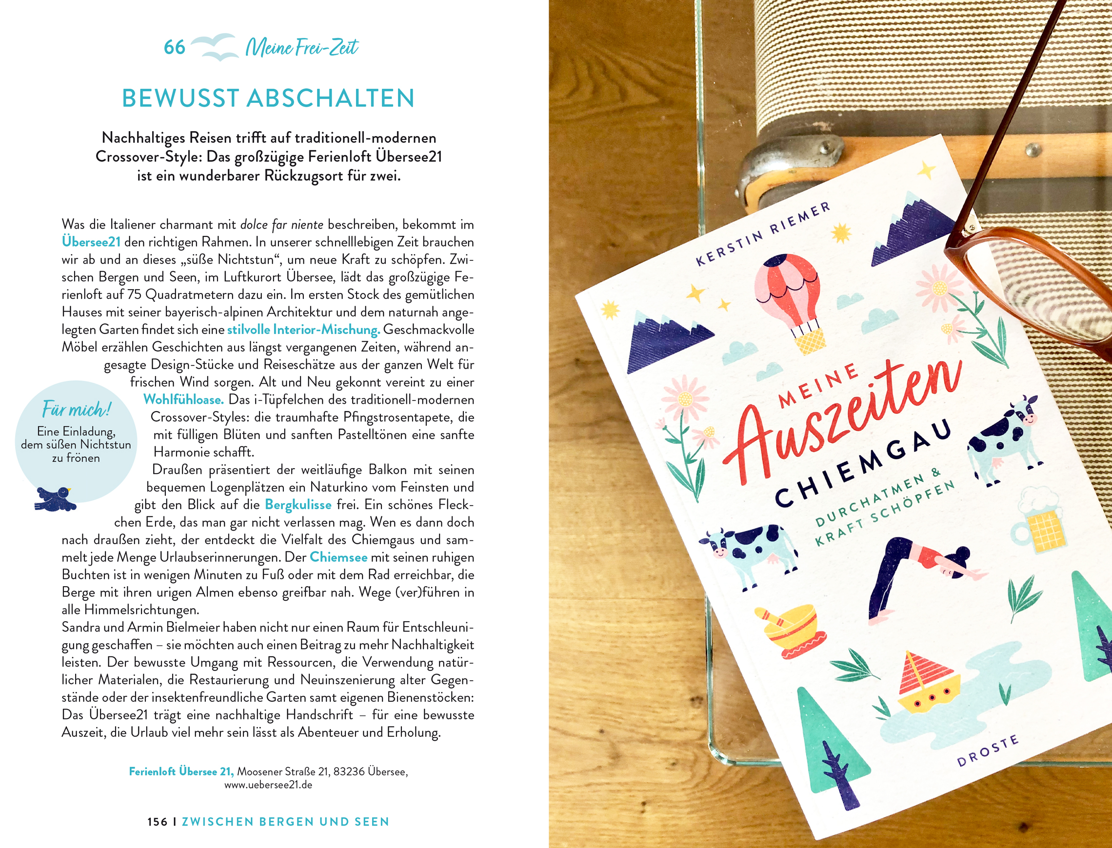 Buch Auszeiten Chiemgau liegt auf einem Tisch